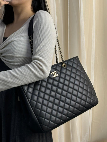 Chanel Black Caviar Classic Timeless Shopper Tote LGHW