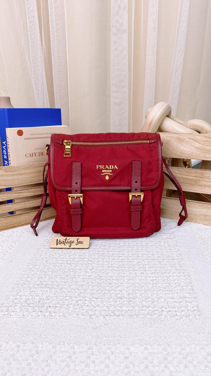 Prada Burgundy Tessuto Messenger (GHW)