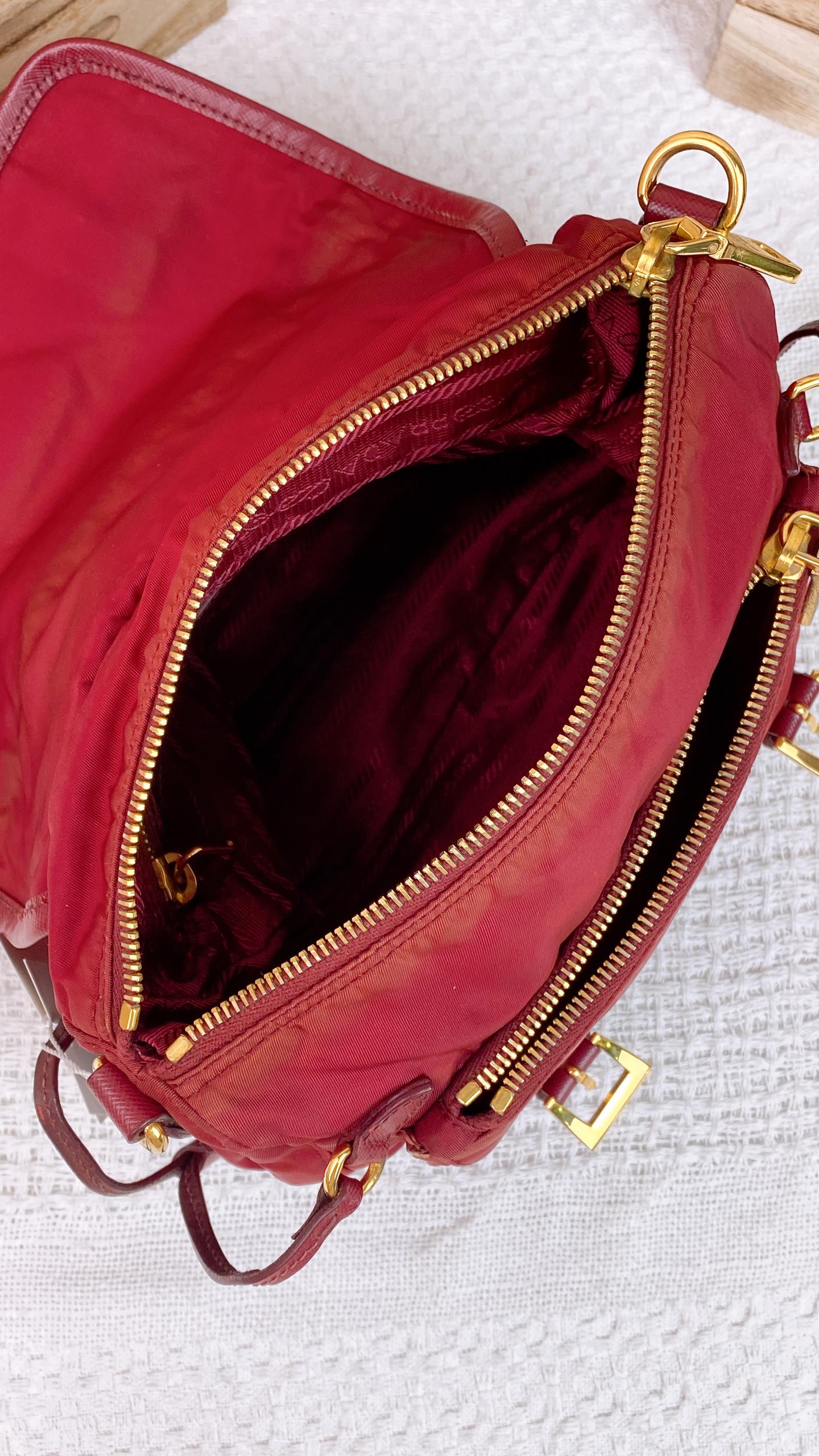 Prada Burgundy Tessuto Messenger (GHW)