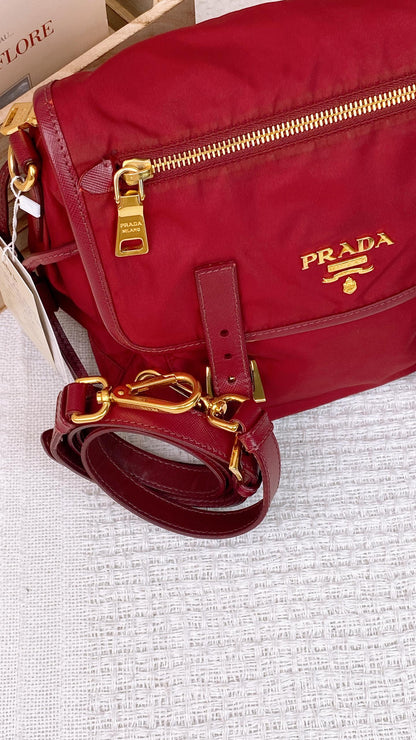 Prada Burgundy Tessuto Messenger (GHW)