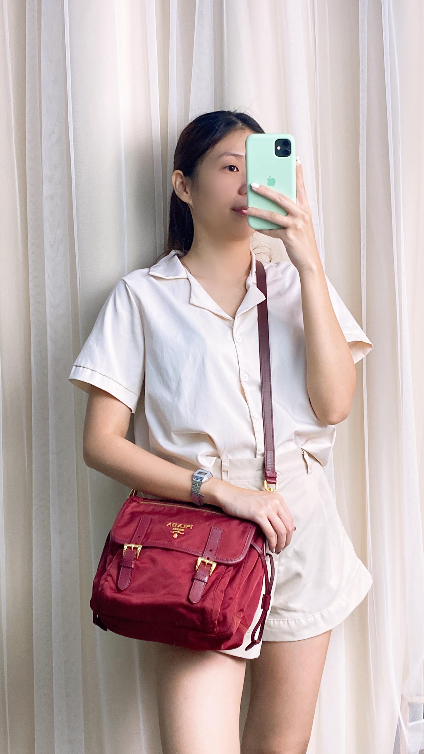 Prada Burgundy Tessuto Messenger (GHW)