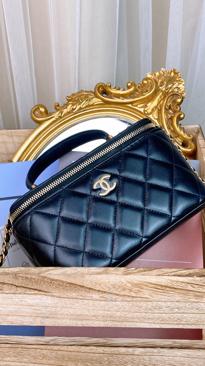 Chanel Black Lambskin Top Handle Vanity (GHW)