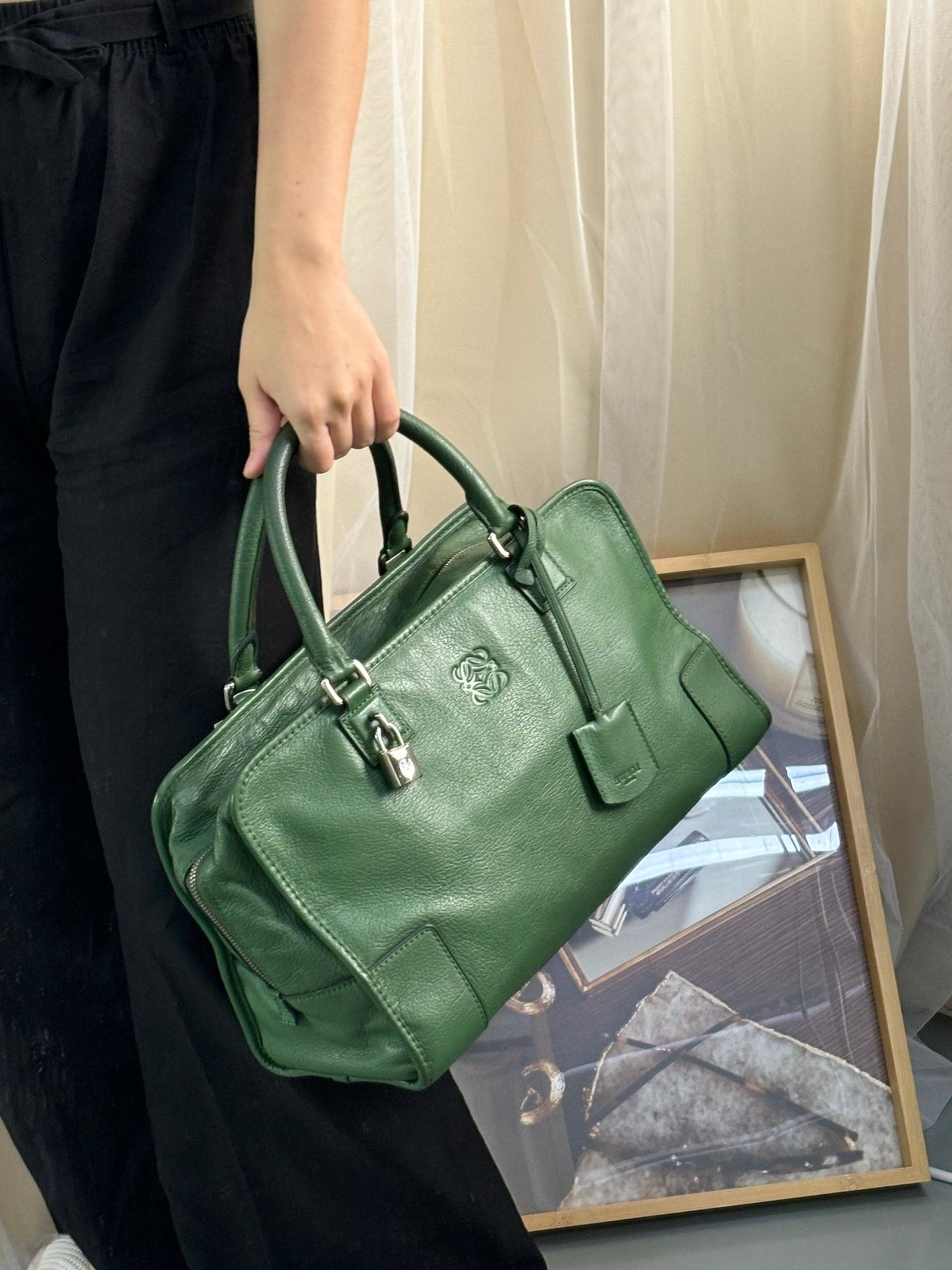 Loewe Green Calfskin Amazona 36 Bag