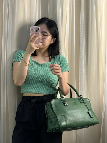 Loewe Green Calfskin Amazona 36 Bag