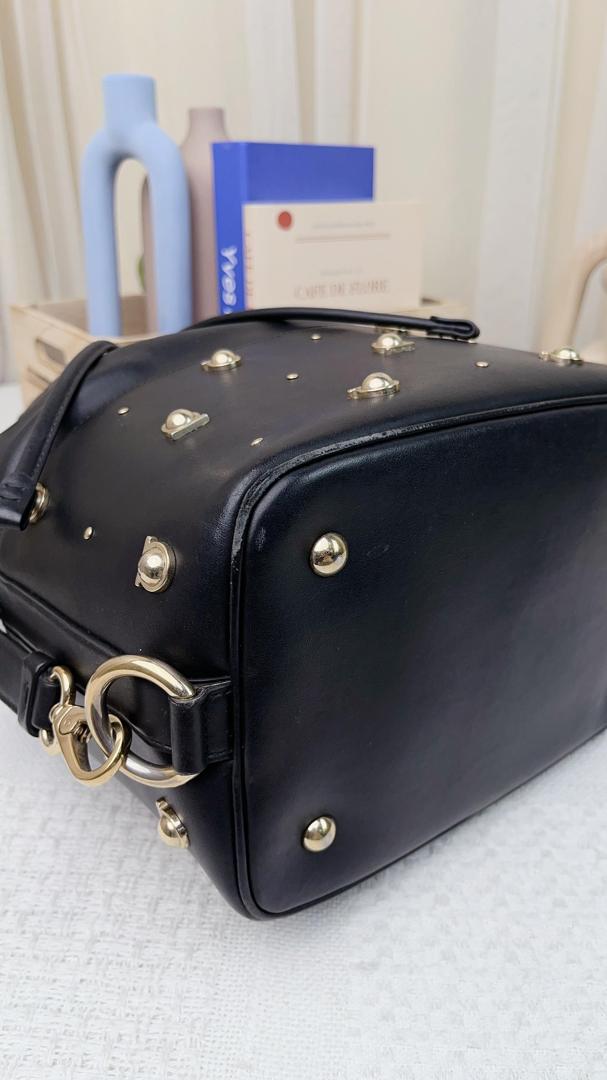 Ferragamo Black Studded City Bag (GHW)