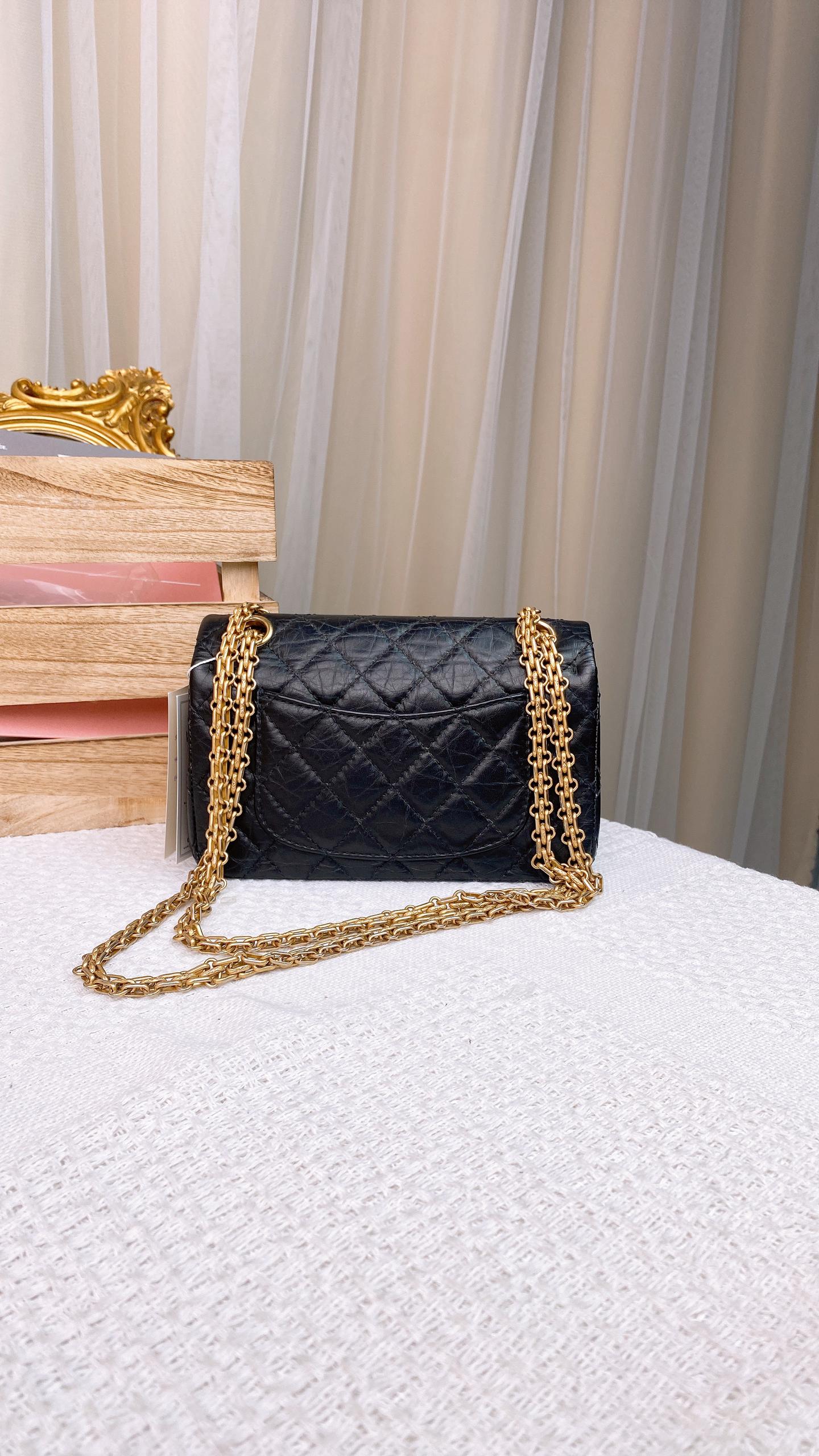 Chanel Black Aged Calfskin Mini 2.55 (GHW)