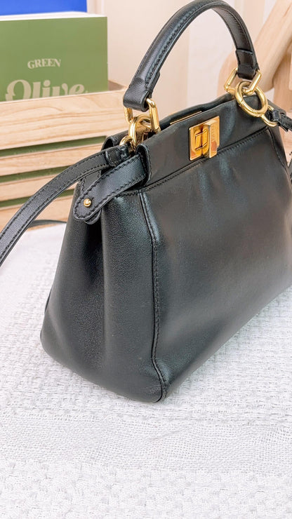 Fendi Black Lambskin Mini Peekaboo Bag