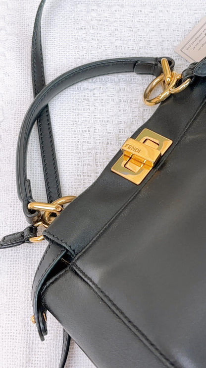 Fendi Black Lambskin Mini Peekaboo Bag