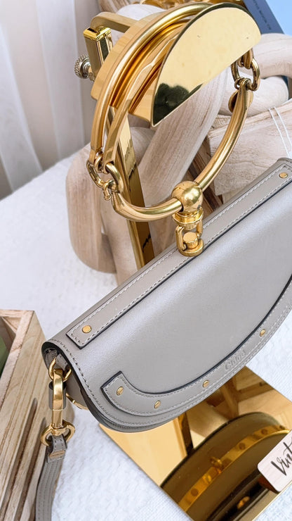 Chloé Taupe Calfskin Small Nile Clutch on Strap