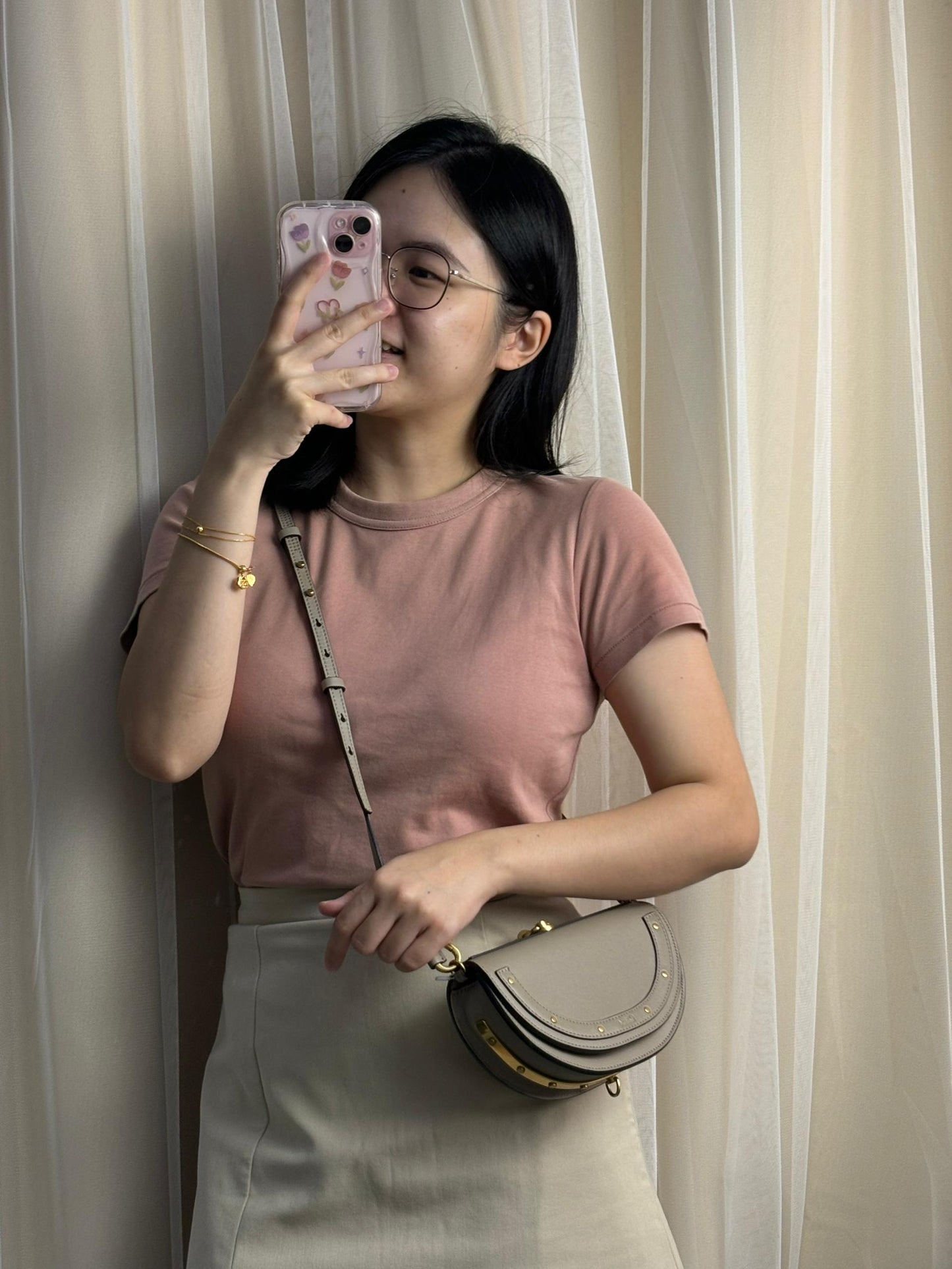 Chloé Taupe Calfskin Small Nile Clutch on Strap