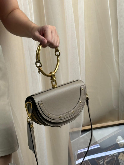 Chloé Taupe Calfskin Small Nile Clutch on Strap