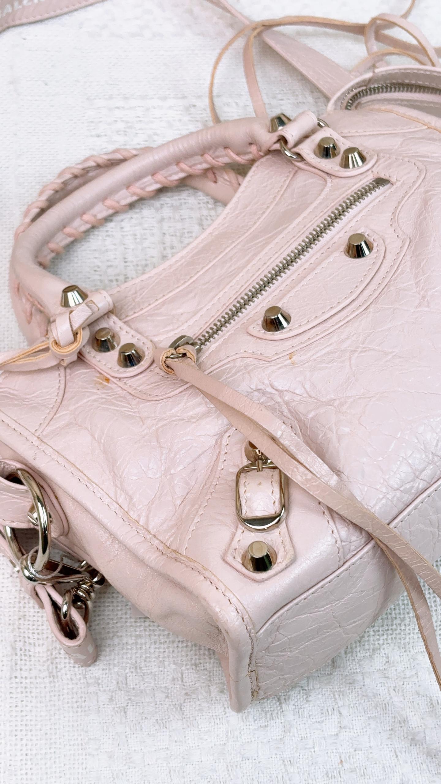 Balenciaga Baby Pink Classic Mini City Bag SHW