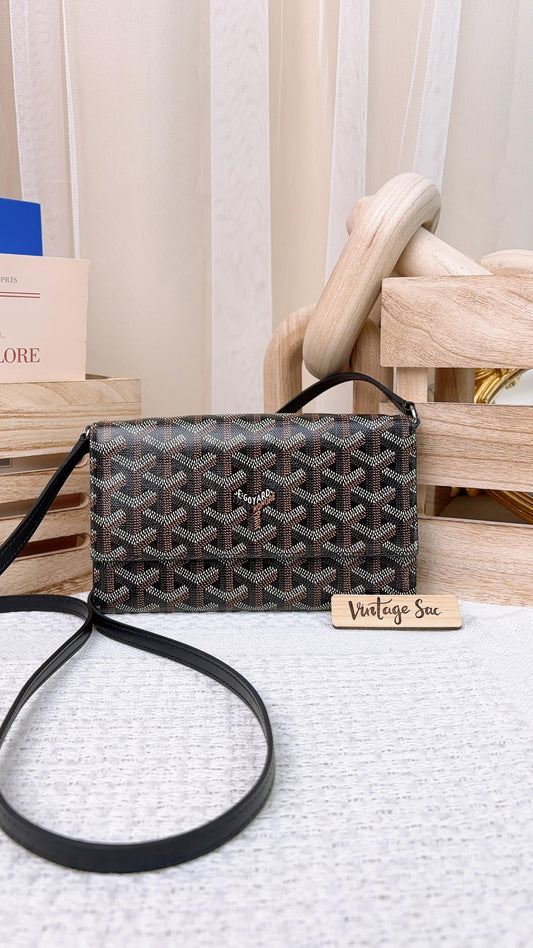 Goyard Black Varenne Continental Wallet with Strap