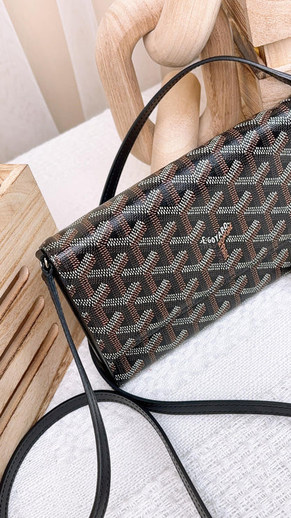 Goyard Black Varenne Continental Wallet with Strap