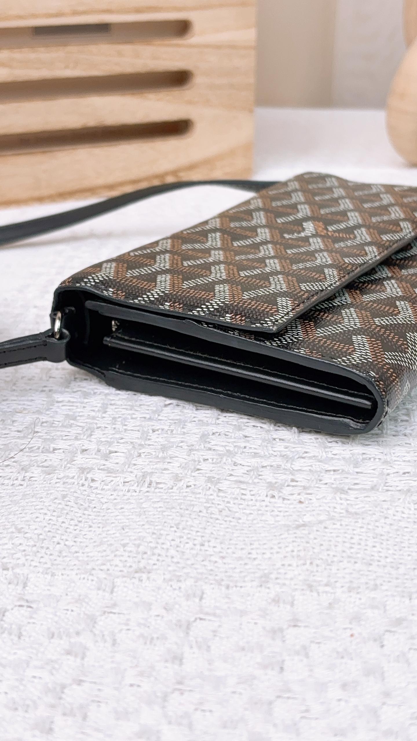 Goyard Black Varenne Continental Wallet with Strap