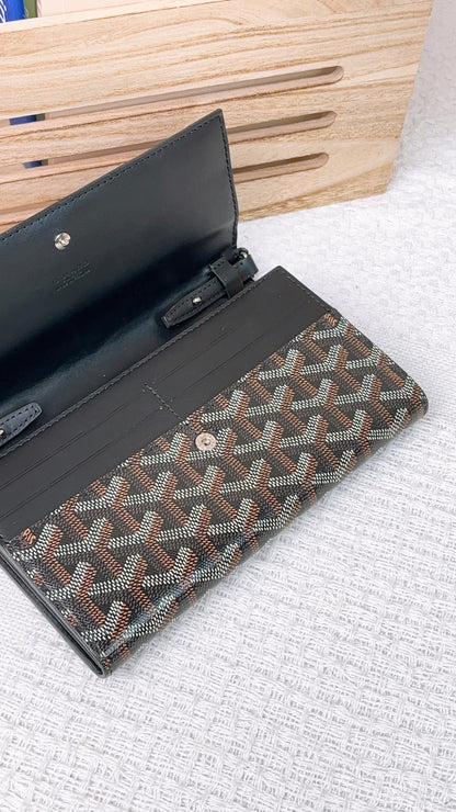 Goyard Black Varenne Continental Wallet with Strap