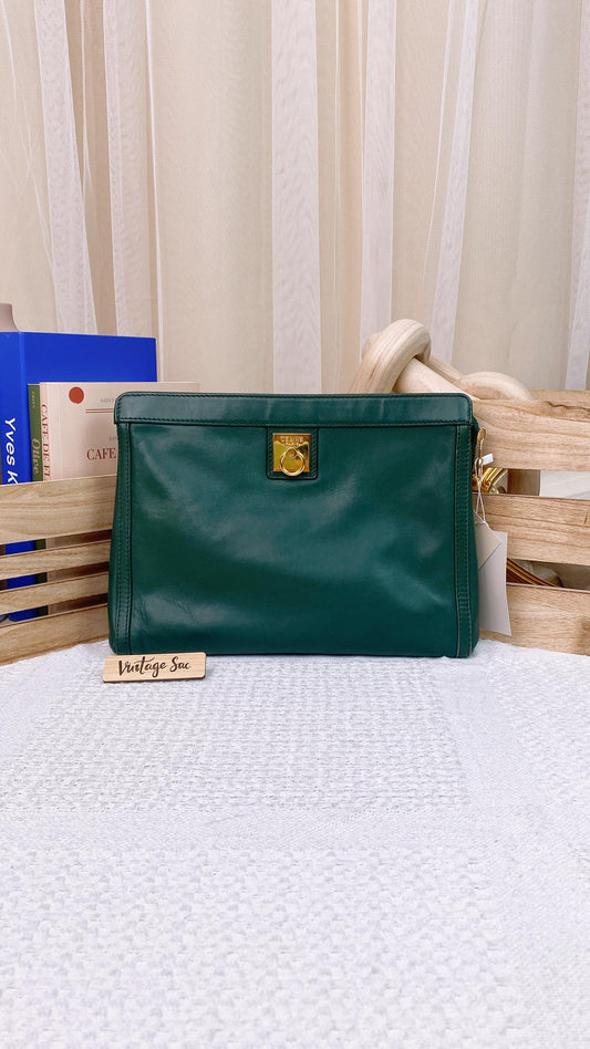 Celine Green Vintage Clutch