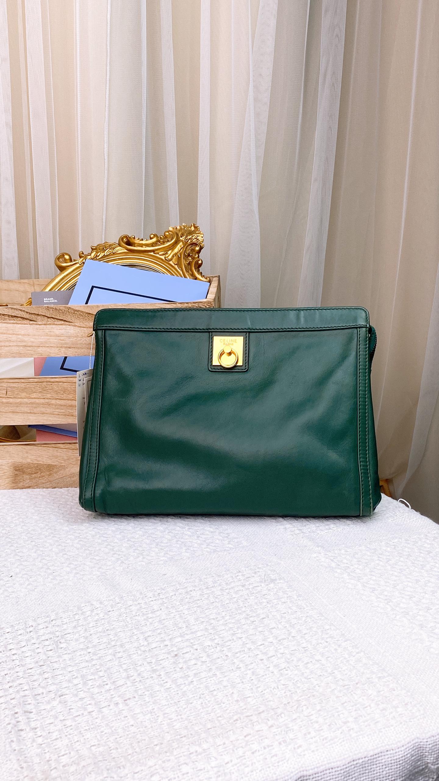 Celine Green Vintage Clutch