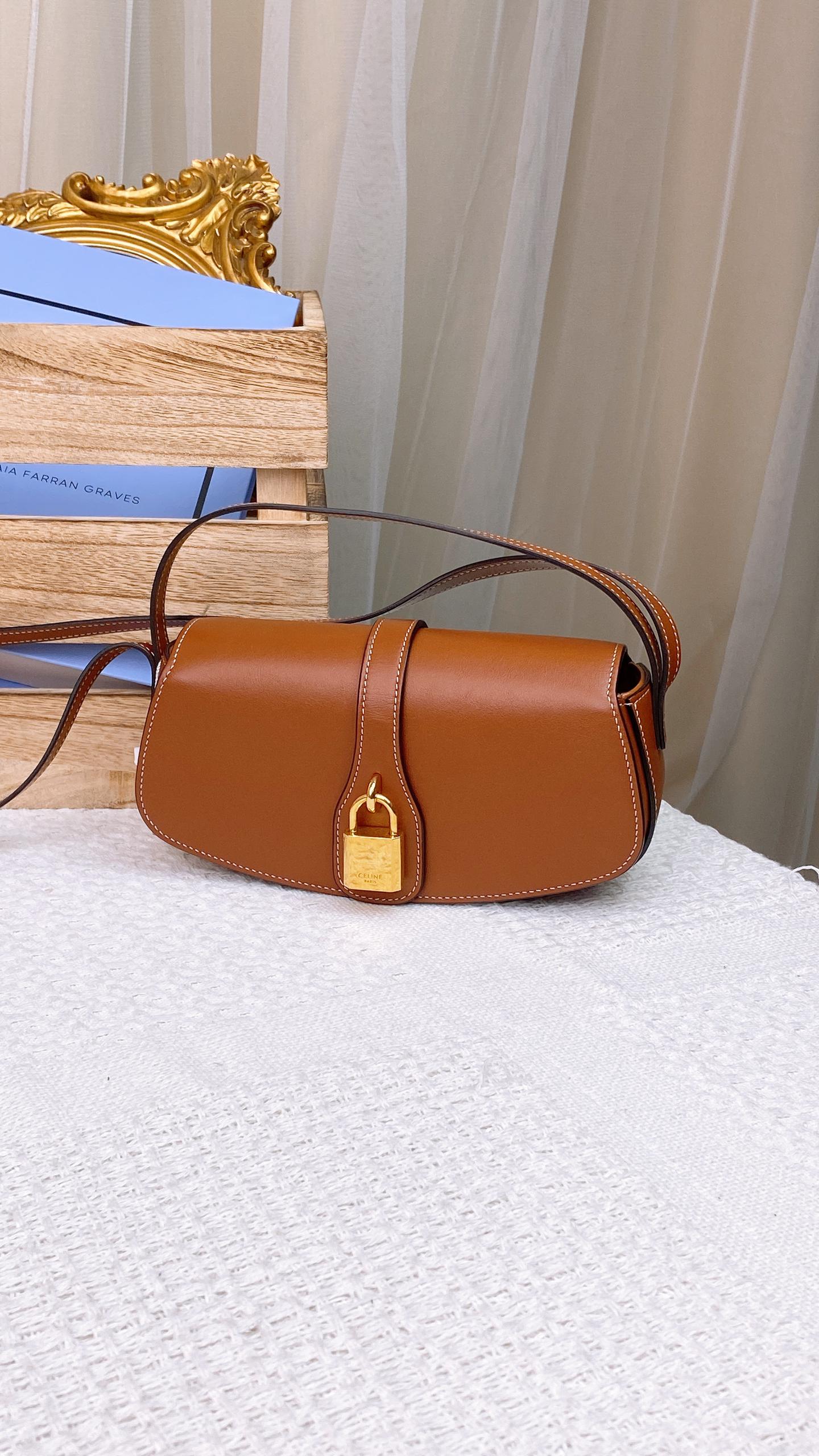 Celine Brown Calfskin Tabou Clutch on chain&nbsp;