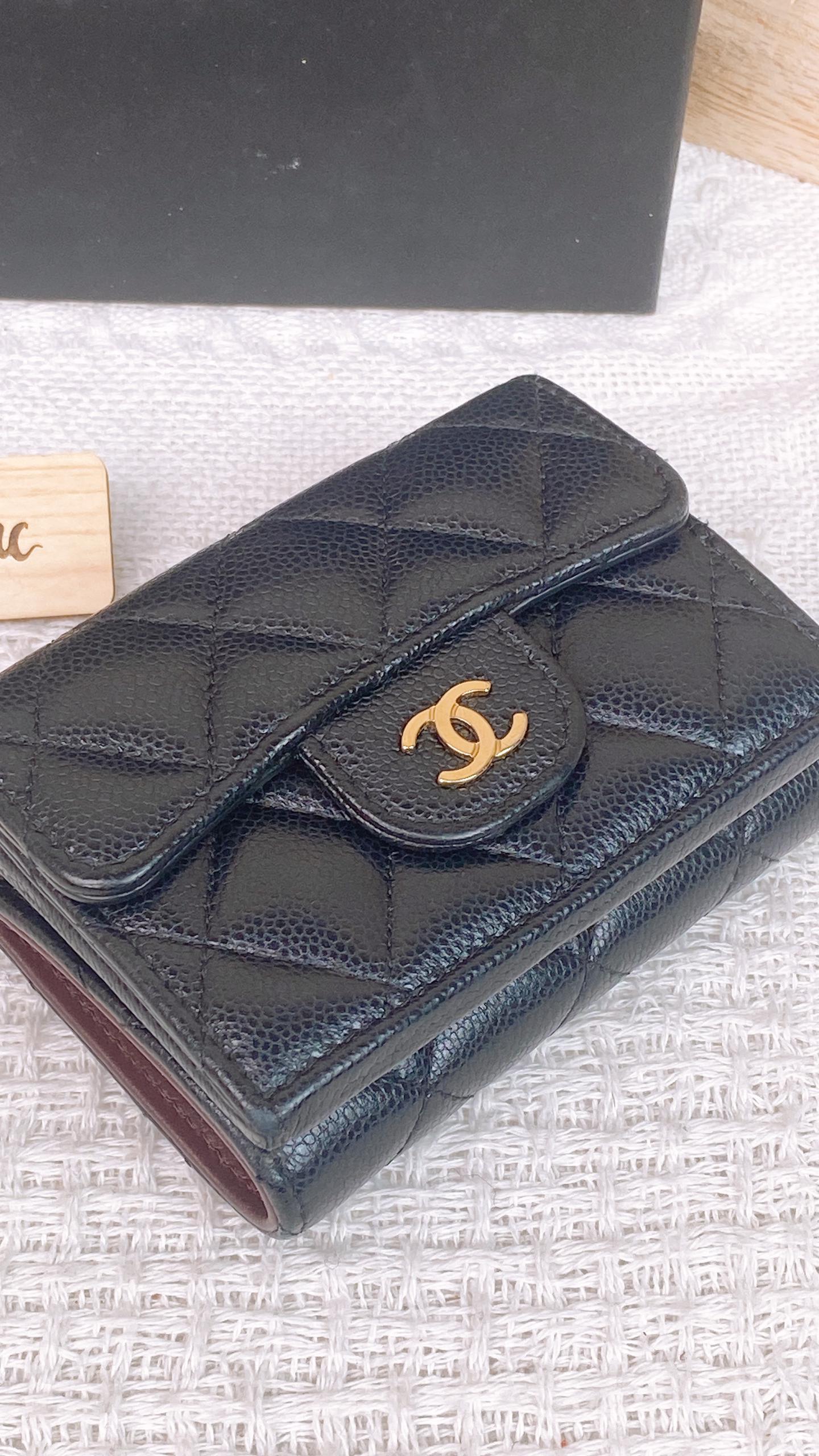 Chanel Black Caviar Short Trifold Wallet