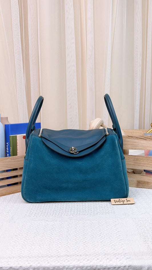 Hermes Blue Suede x Swift Lindy 34 PHW