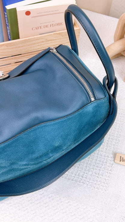 Hermes Blue Suede x Swift Lindy 34 PHW