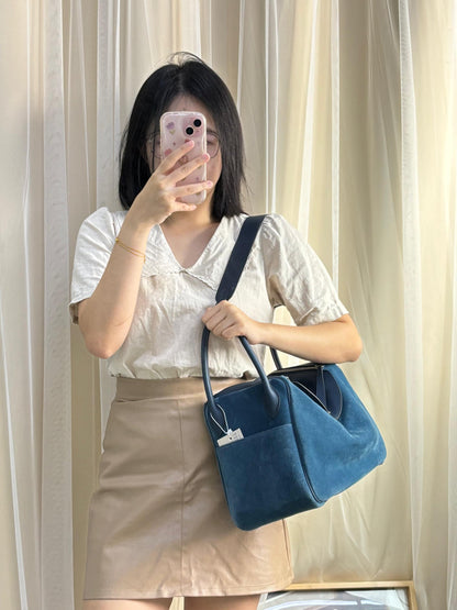 Hermes Blue Suede x Swift Lindy 34 PHW