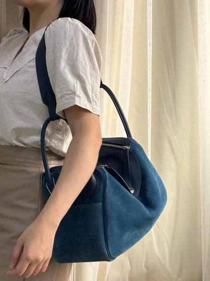 Hermes Blue Suede x Swift Lindy 34 PHW