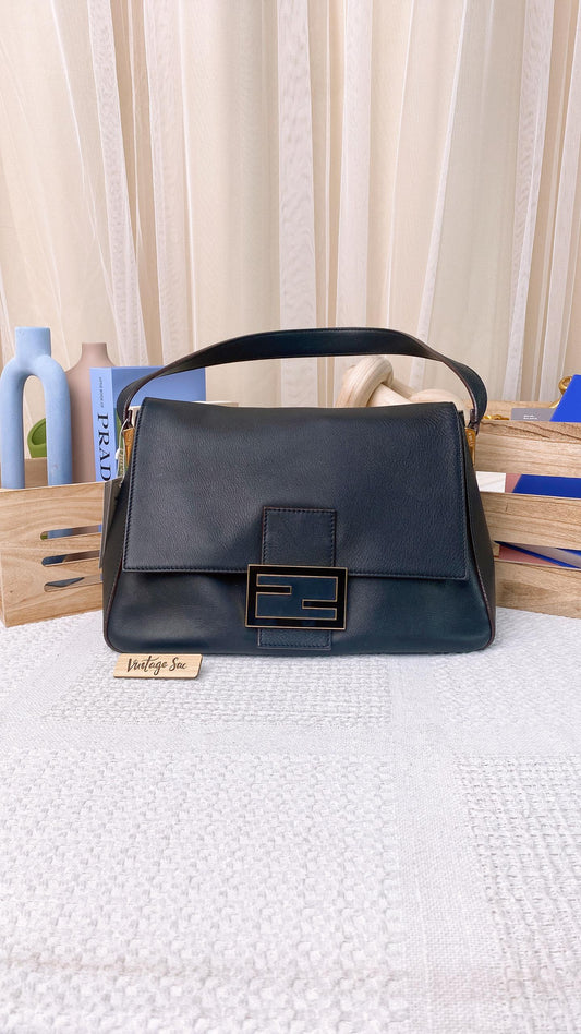 Fendi Black Calfskin Mama Forever Shoulder Bag