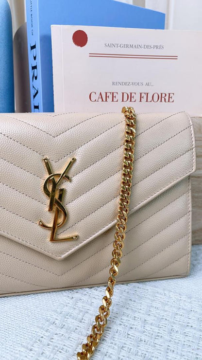 YSL Cassandre Envelope Chain Wallet (GHW)