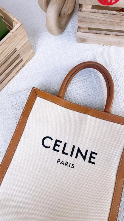 Celine Beige Small Cabas Vertical In Triomphe Canvas&nbsp;