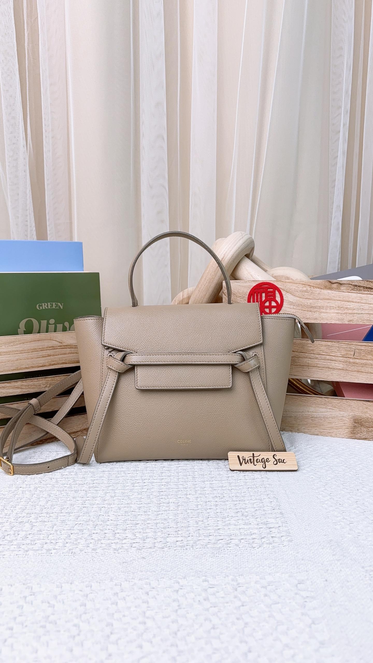 Celine Light Taupe Grained Calfskin Nano Belt Bag