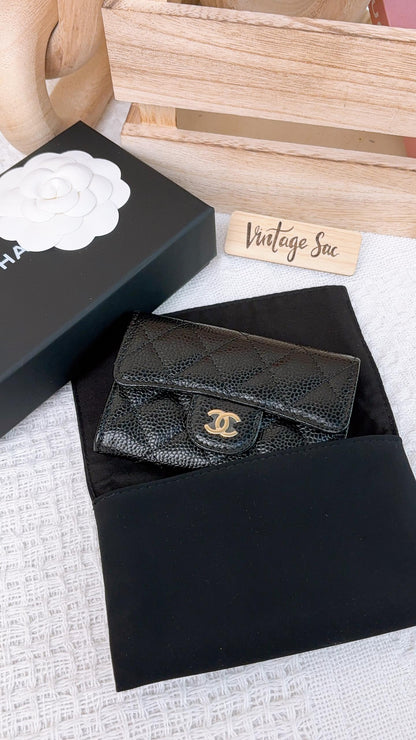 Chanel Black Caviar Card Holder GHW