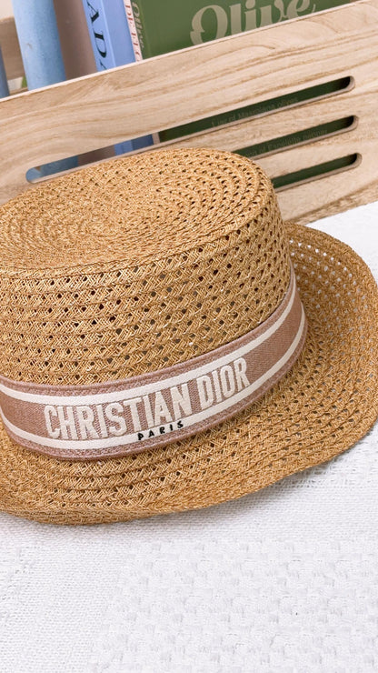 Dior Straw Rose D-Bobby Small Brim Hat