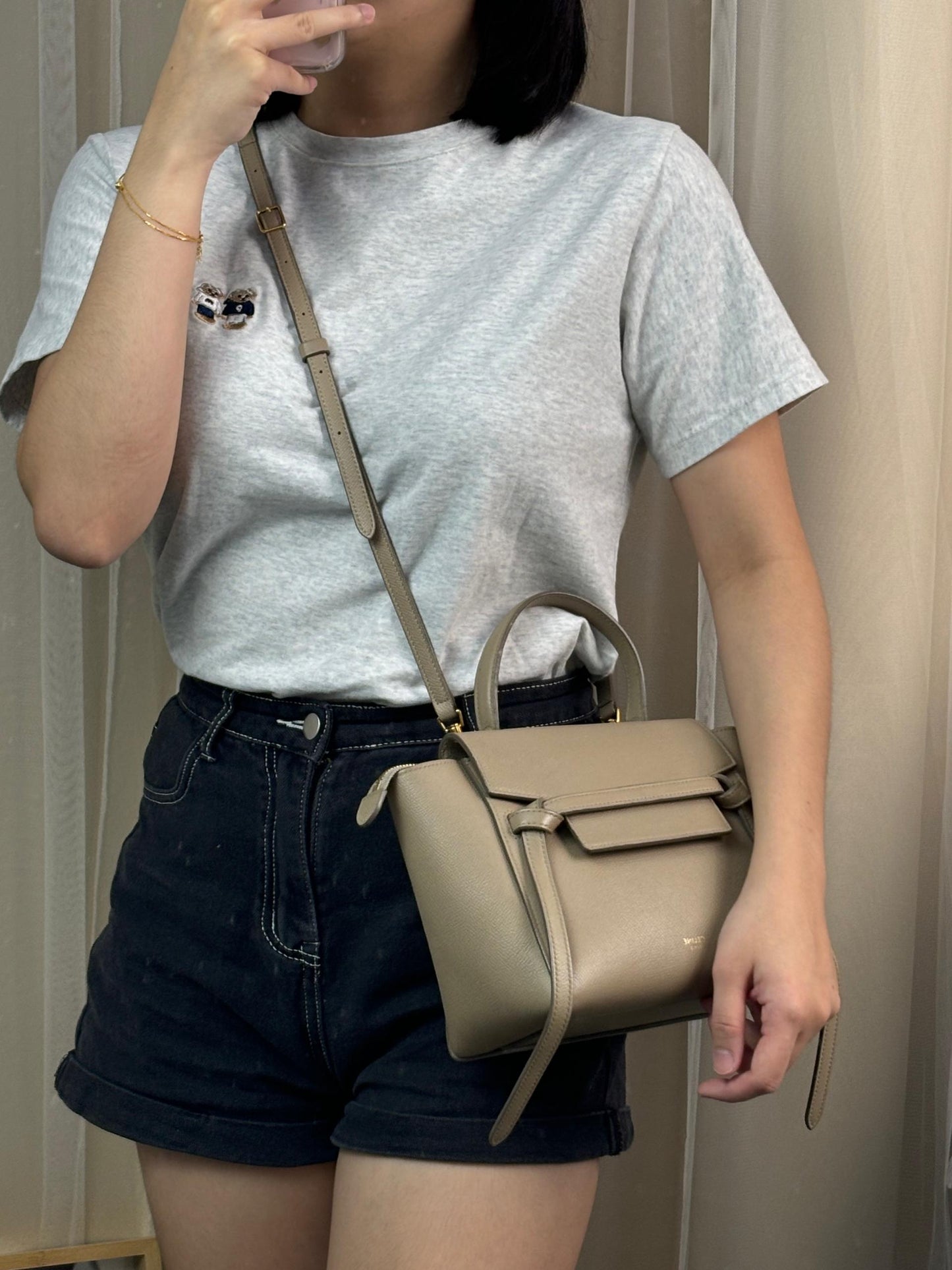 Celine Light Taupe Grained Calfskin Nano Belt Bag