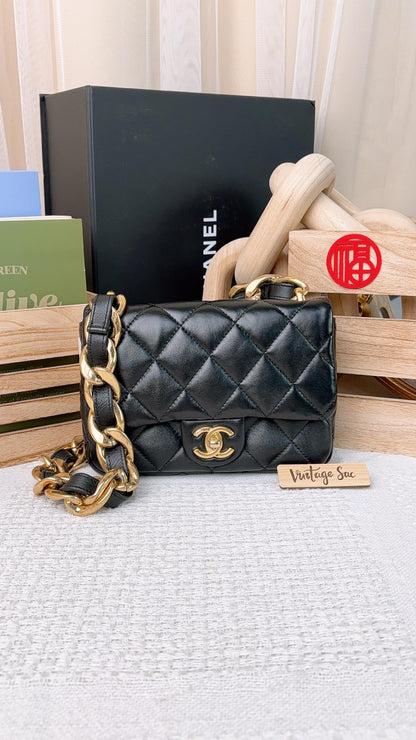 Chanel Black Lambskin 22S Funky Town Small Flap Bag GHW