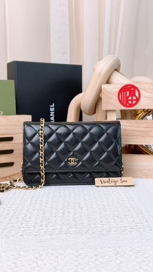 Chanel Black Caviar Classic WOC GHW