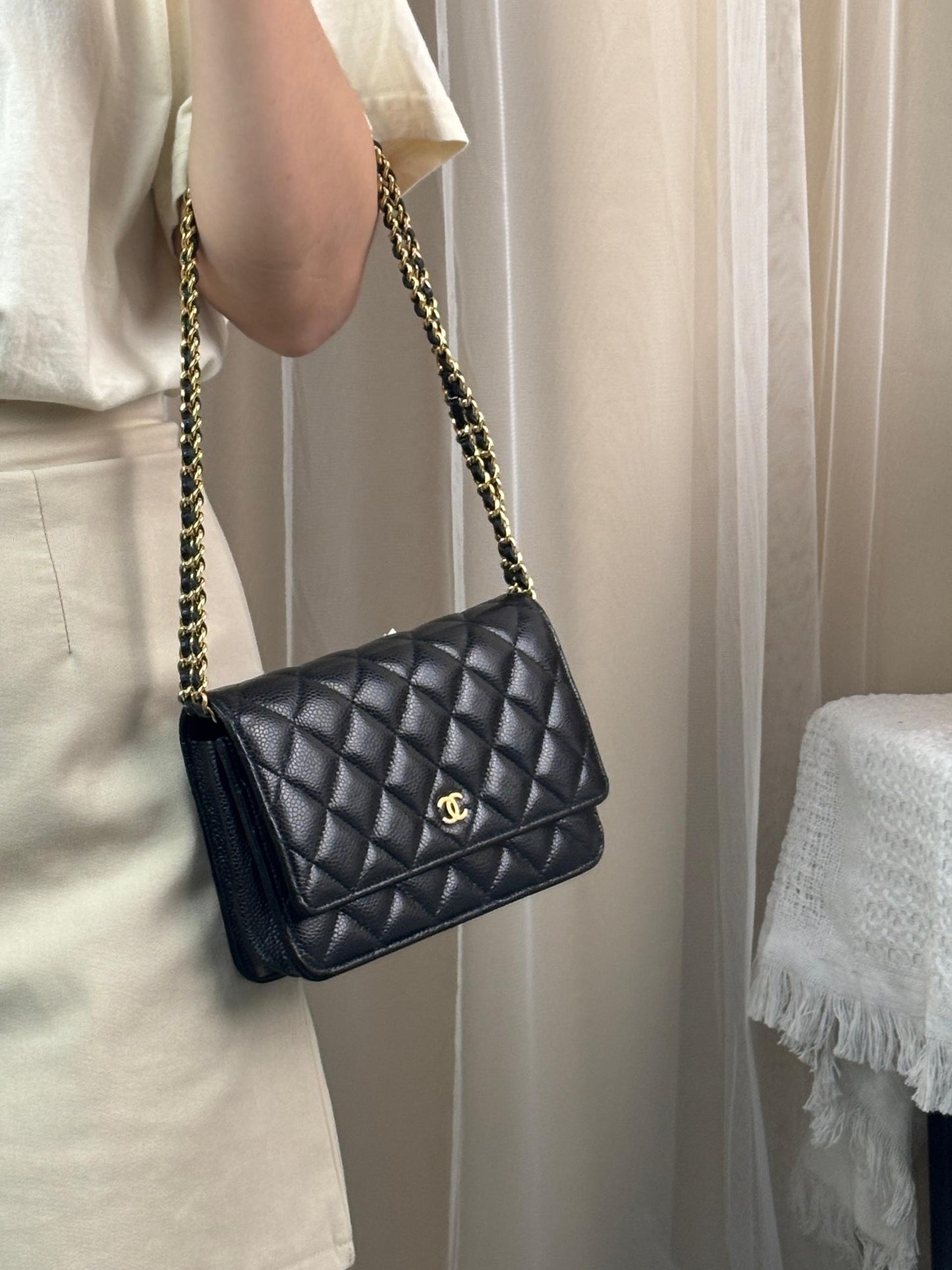 Chanel Black Caviar Classic WOC GHW