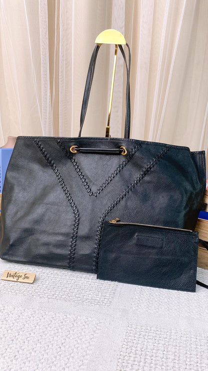 YSL Black x Brasses Neo Reversible Tote w Pouch