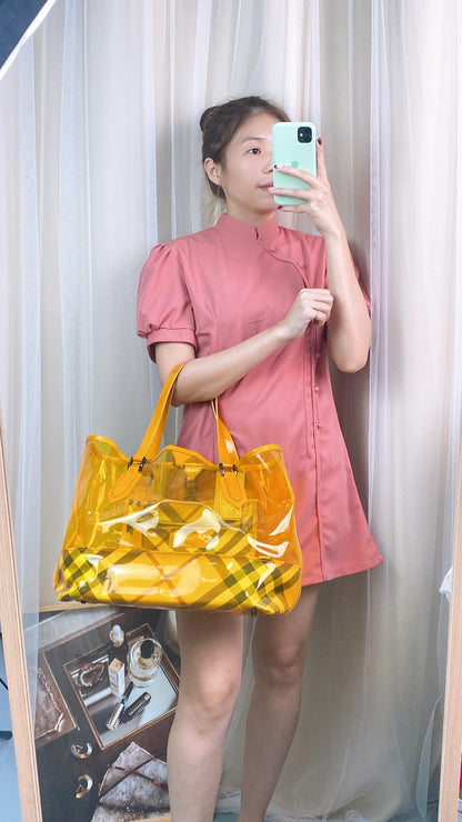 Burberry Yellow PVC Nova Check Tote