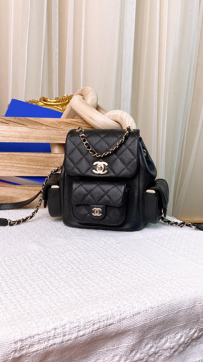 Chanel Black Caviar 23K Small Duma (GHW)