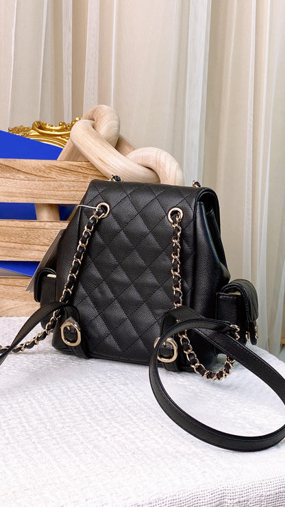 Chanel Black Caviar 23K Small Duma (GHW)