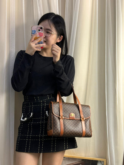 Celine Brown Macadam Vintage Shoulder Bag