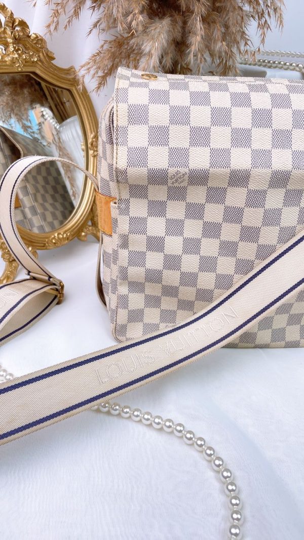 White Louis Vuitton Damier Azur Naviglio Crossbody Bag