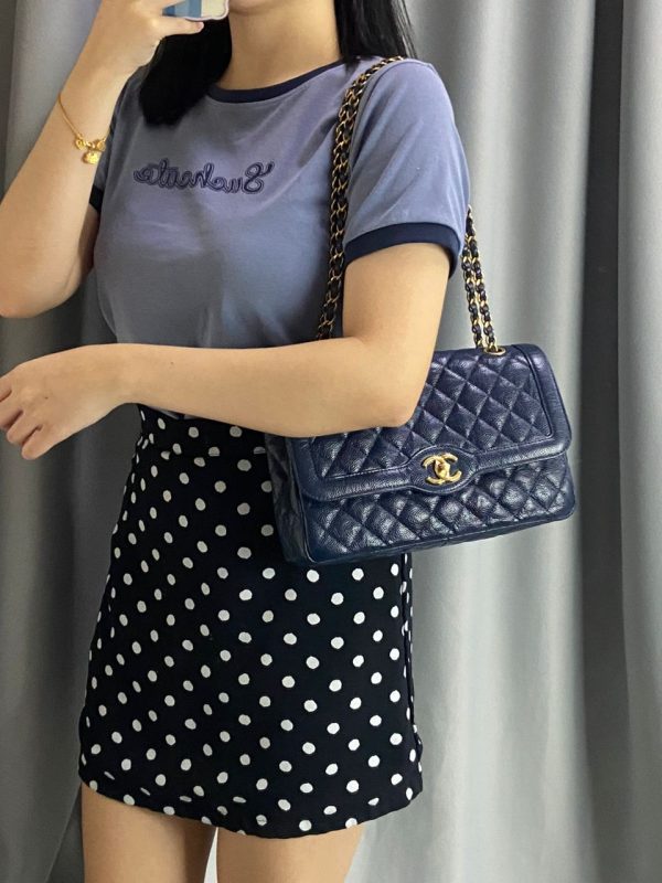 Chanel Nylon Polka Dot Medium Flap Bag